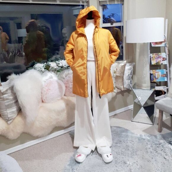 NWT Save The Duck marigold yellow gold mustard water repellent hooded jacket - Picture 6 of 12